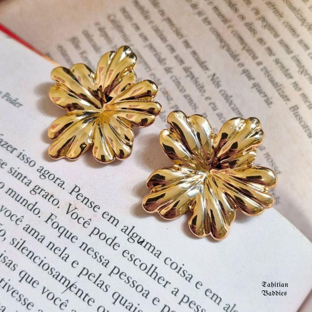 Golden Hibiscus Earrings