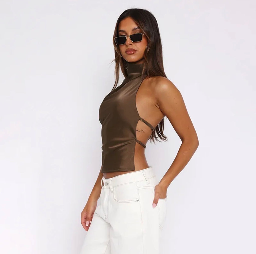 Brown Satin Top