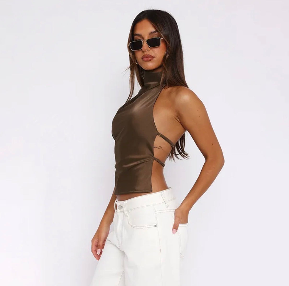 Brown Satin Top