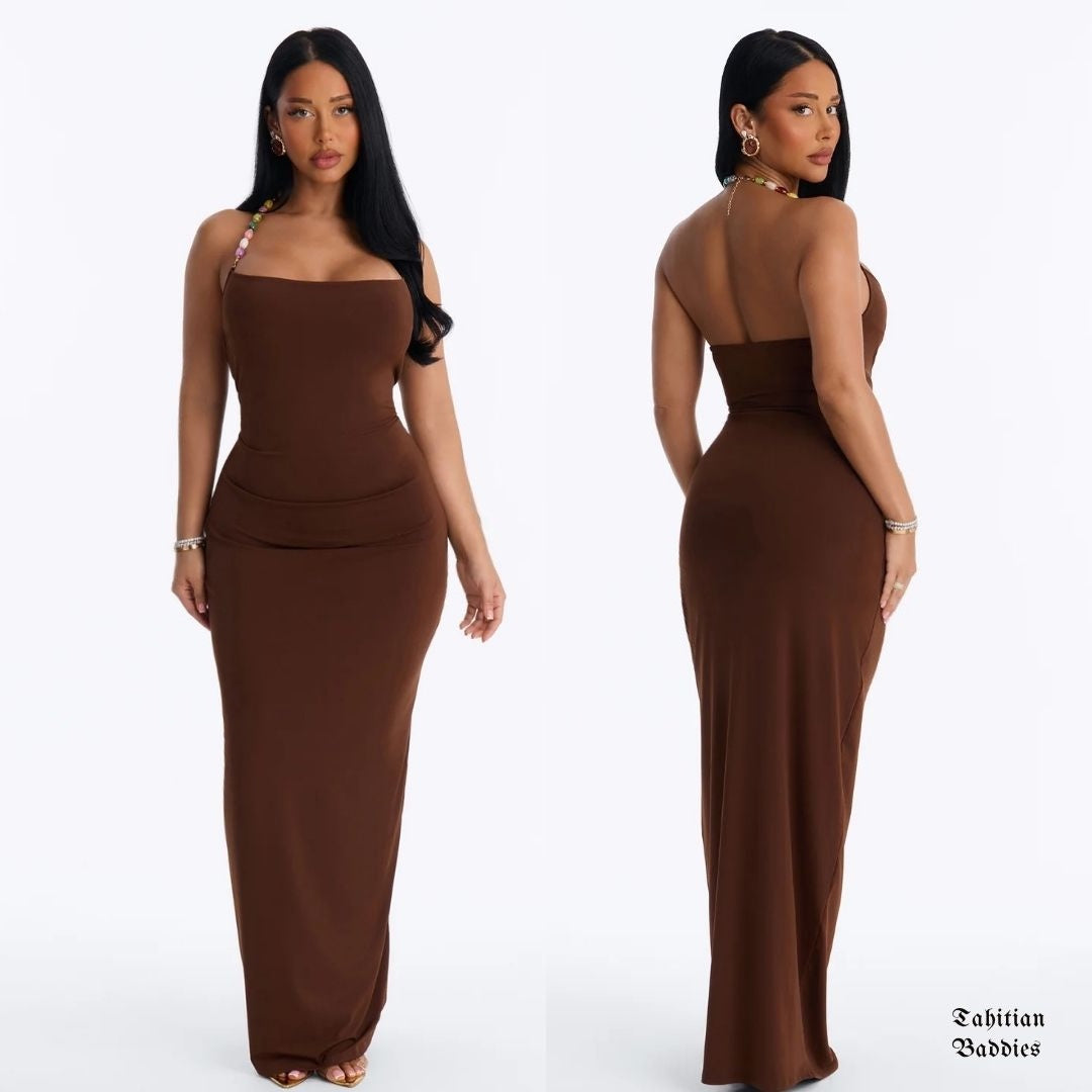 Brown Pearls Dress
