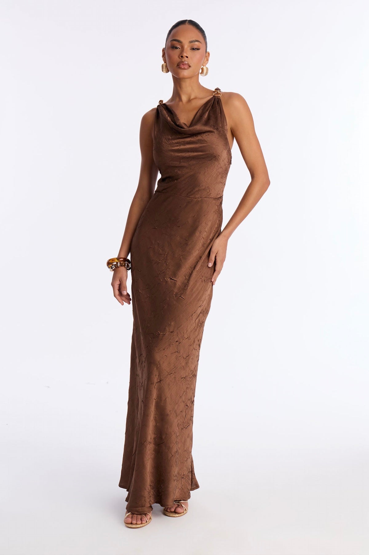Brown Satin Dress