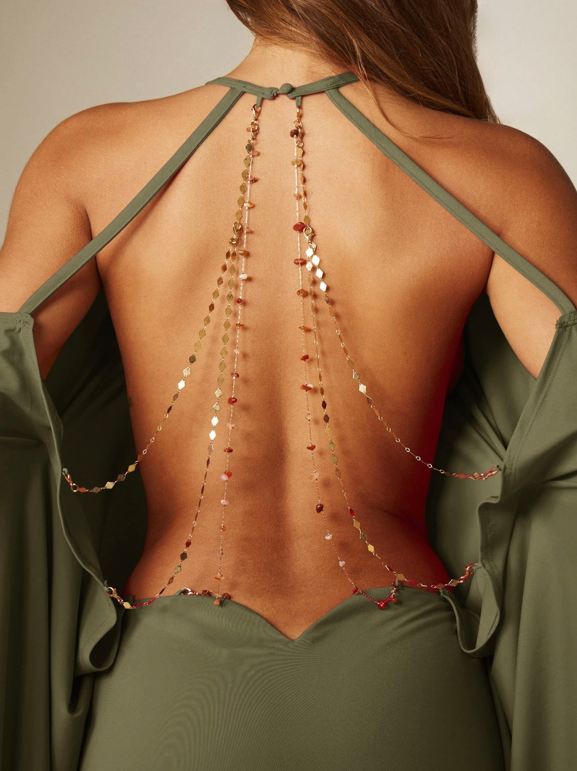 Khaki Backless Dress