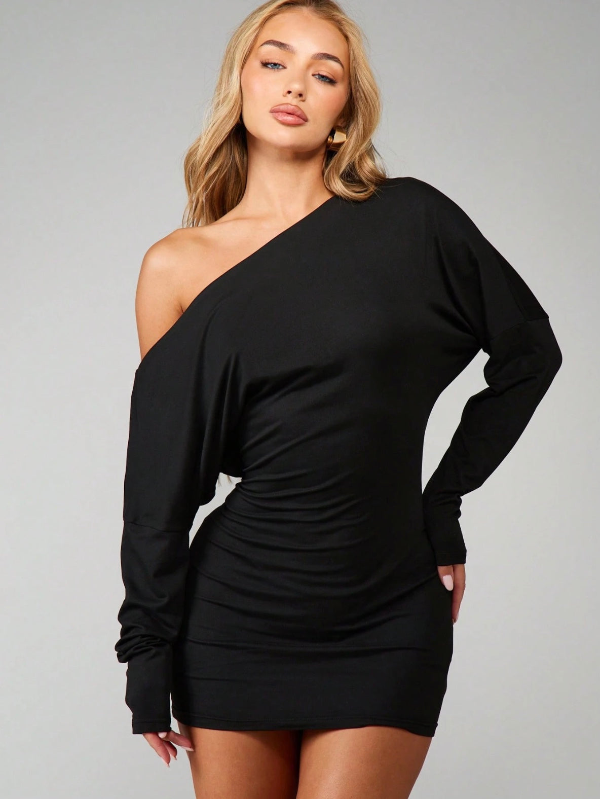 Dark Asymmetric Mini Dress