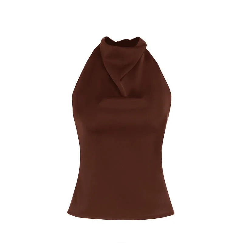 Brown Satin Top