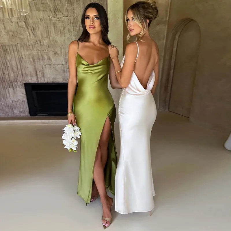 Green Satin Dress