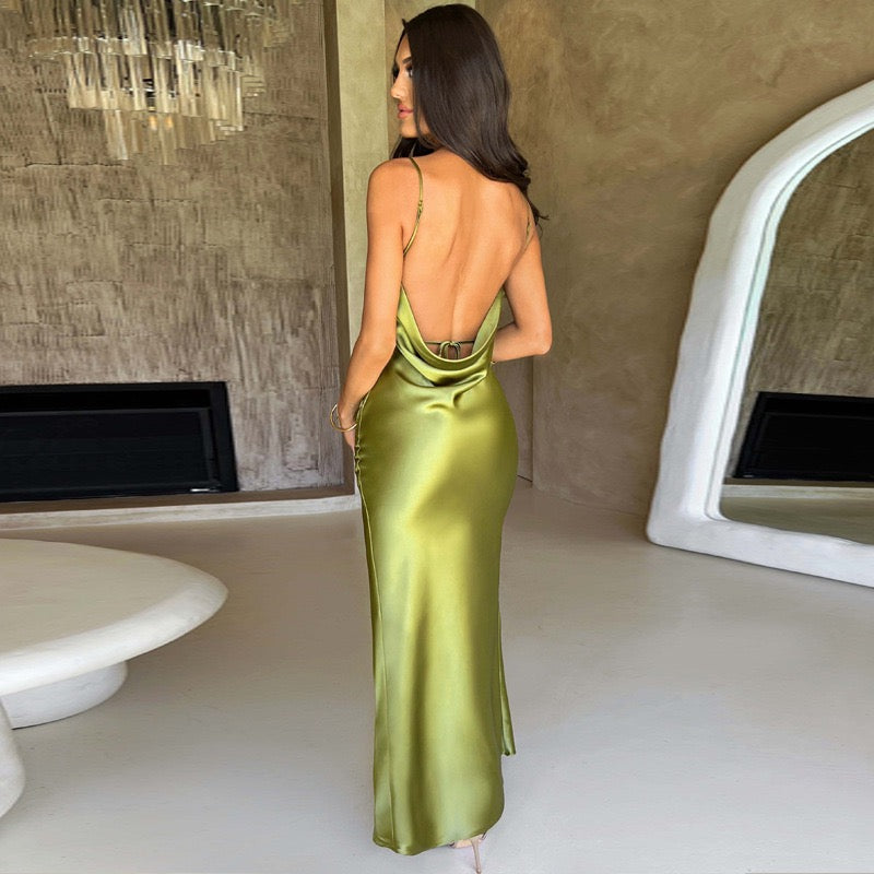 Green Satin Dress
