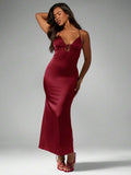 Red Satin Long Dress
