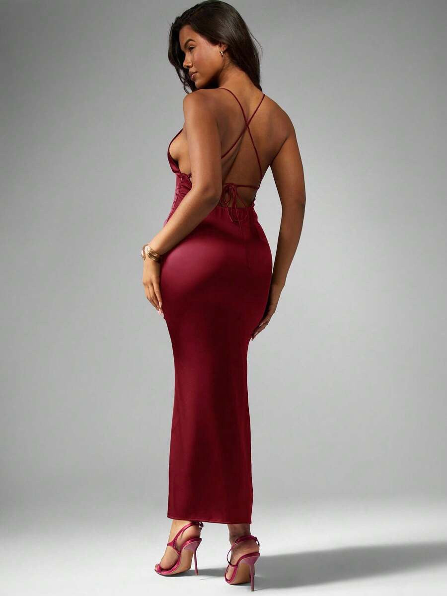 Red Satin Long Dress