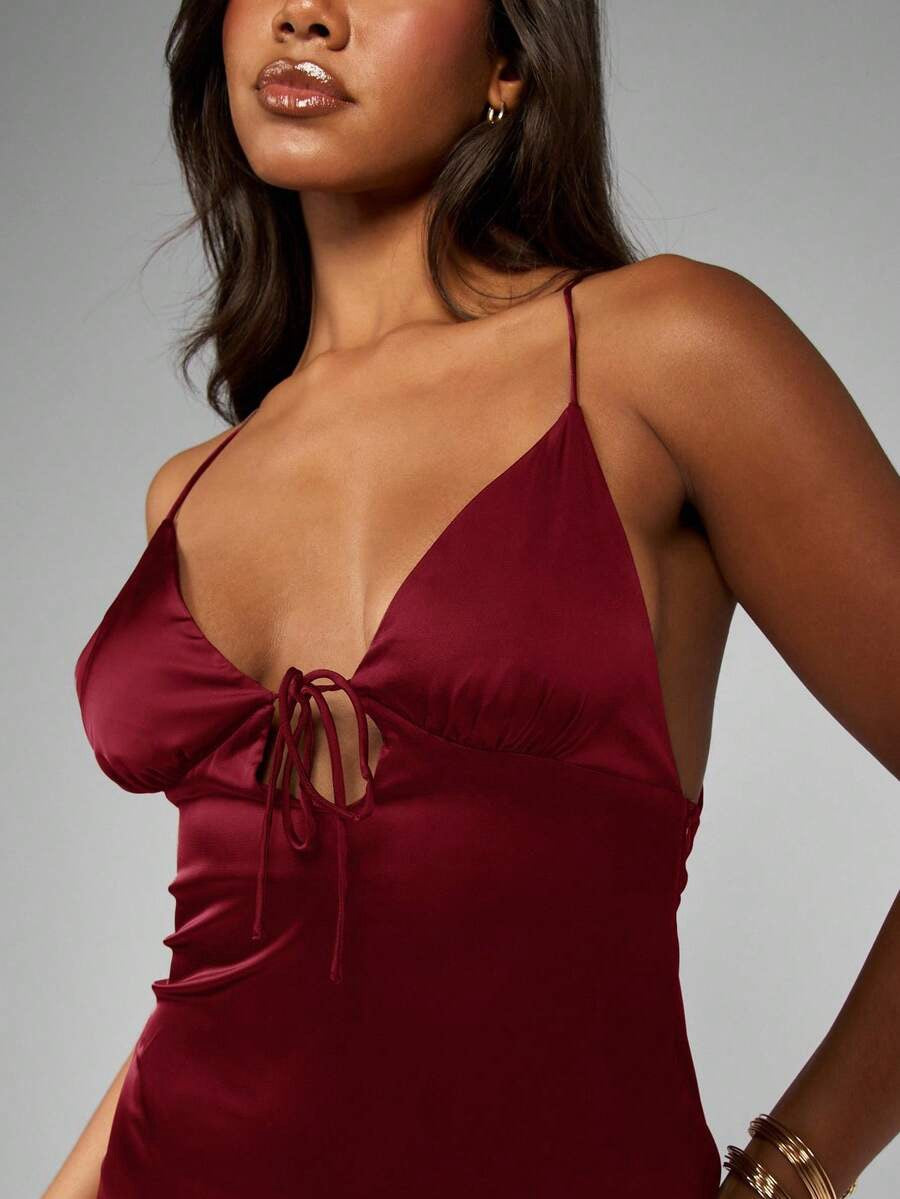 Red Satin Long Dress